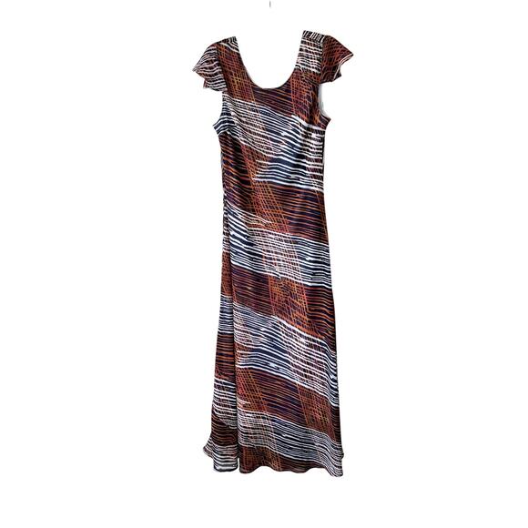 Midnight Velvet Womens Geometric Stripe Pattern Maxi Dress Size 14 Event Wedding - Picture 1 of 5